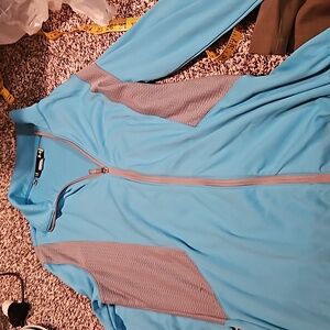 Women's size L under armor light jacket. Blue and gray